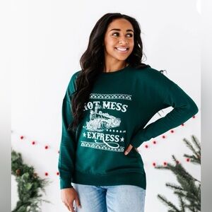 Bums and Roses Hot Mess Express Bamboo Women’s Crewneck Christmas Sweatshirt